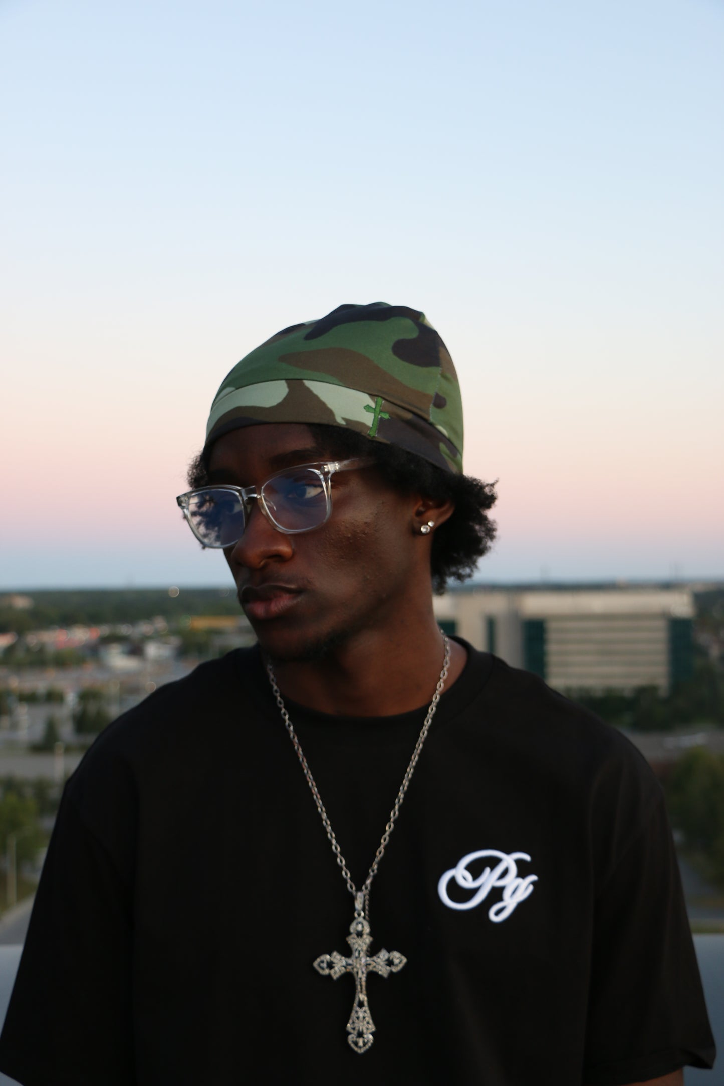 Camo Cross Satin fitted cap