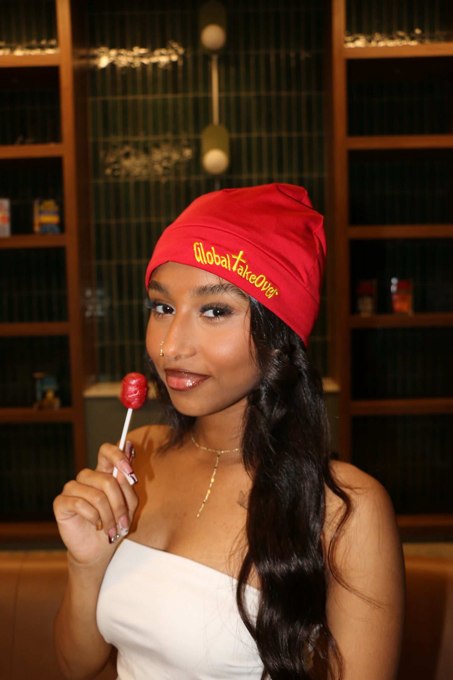 Royal Red Satin Fitted Cap