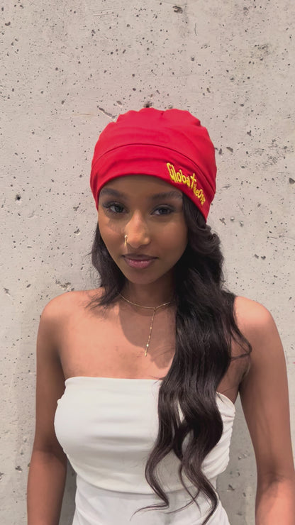 Royal Red Satin Fitted Cap